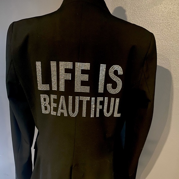 Script studded blazer,fitted and run small. - Picture 1 of 4